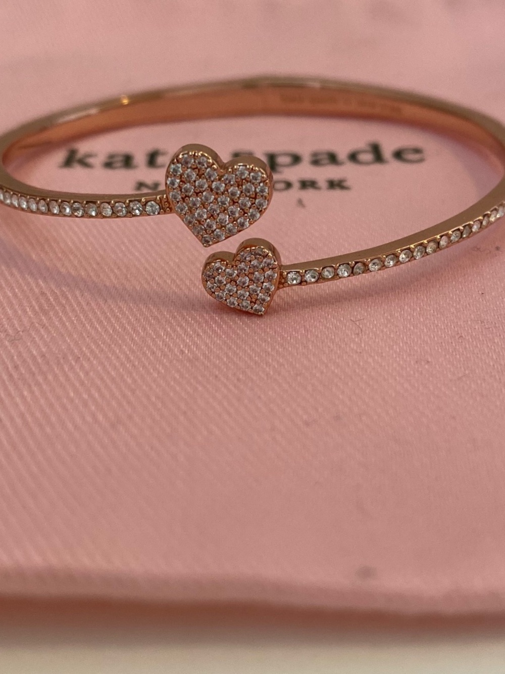 Kate Spade Pavé Heart Open Cuff Bracelet – Rose Gold 💖